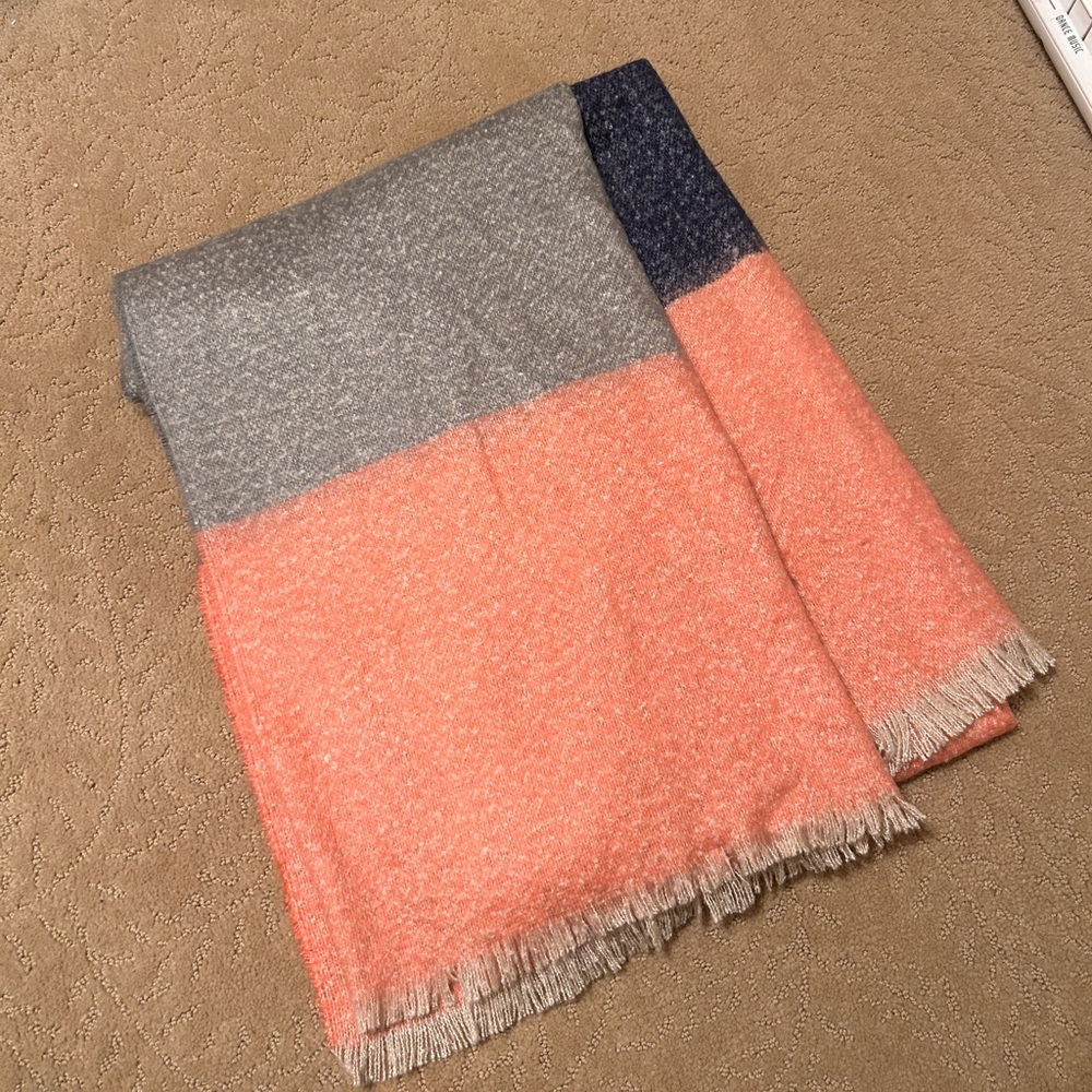 Gray, Navy and Peach Color-block Women's Scarf